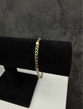 10K gold bracelet, 8 inches long and 4.5 mm wide.